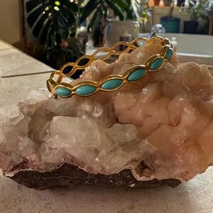 Gold plated over 925 vintage Turquoise infinity Bangle